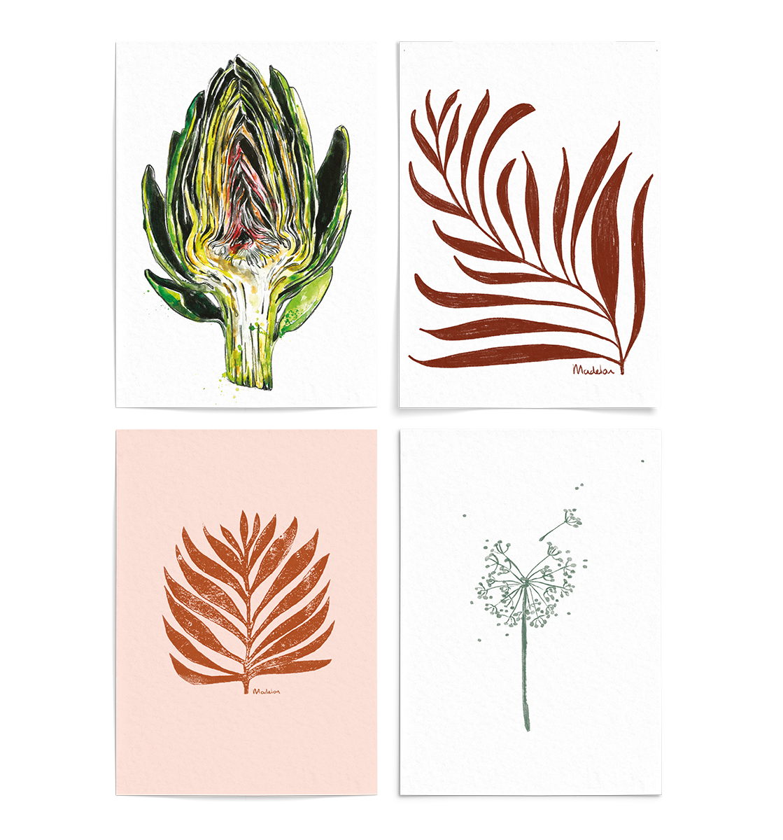 Set 4 Cards - Plants