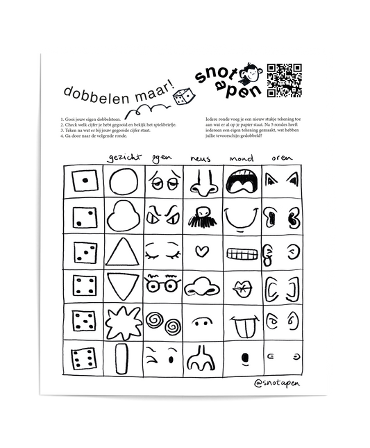 Tekenroulette - Gezichten / Unicorns / Monsters / Waggies (Printbare download)