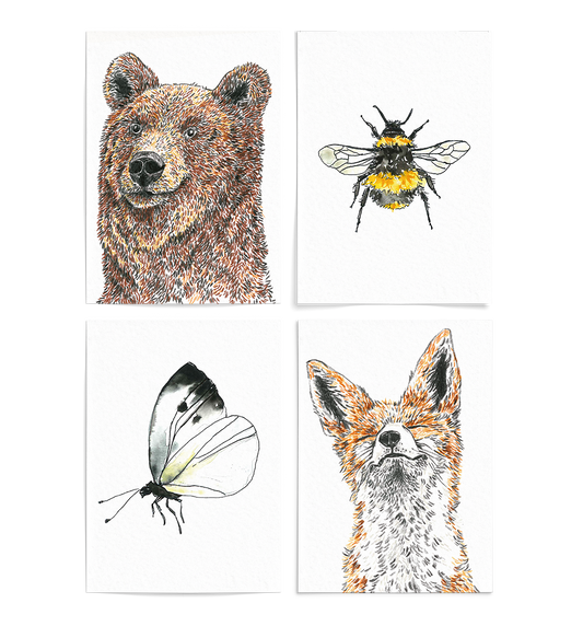 Set 4 Cards - Animals